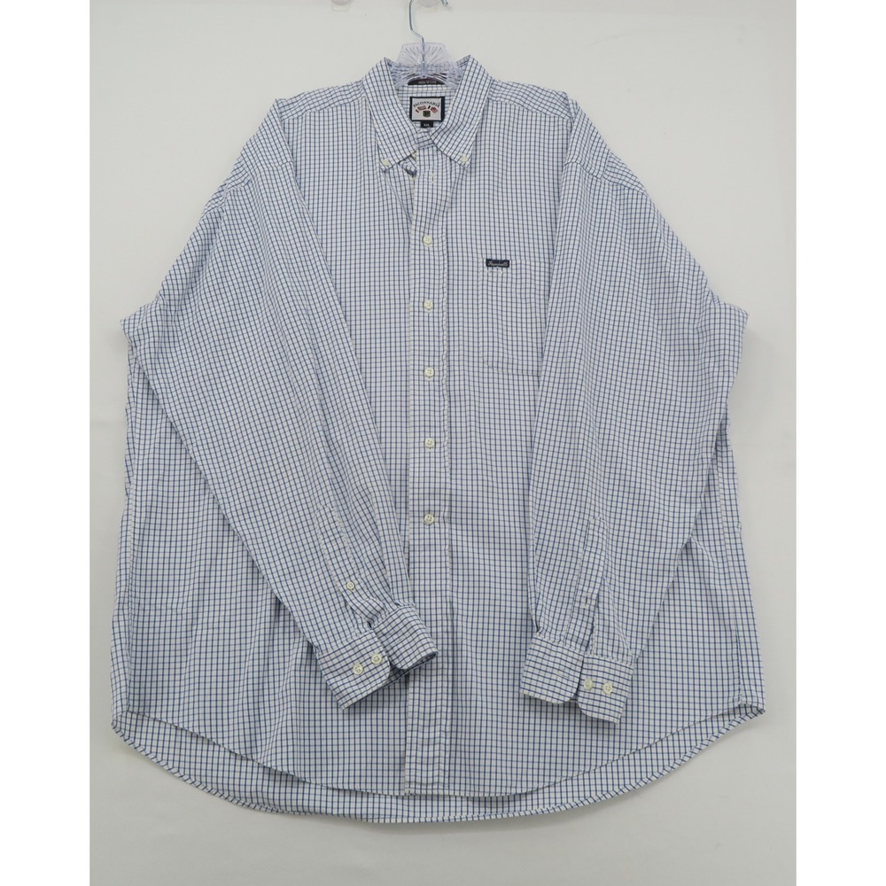 Faconnable Men XXL Blue White Tattersall Check Cotton Button Down Shirt USA Made